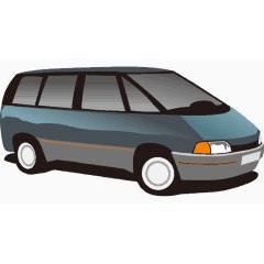 卡通手绘绿色面包车