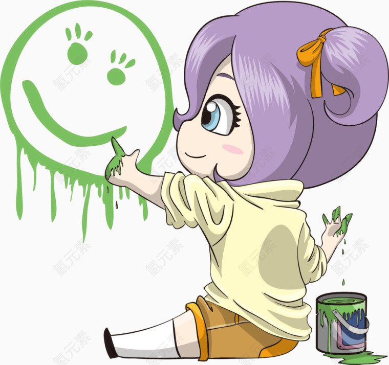 矢量可爱卡通大眼睛女孩