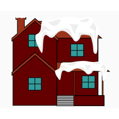 矢量红色房子建筑屋顶积雪