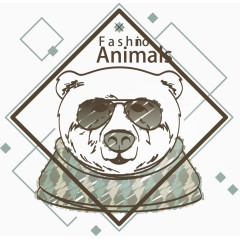 矢量手绘卡通戴墨镜的北极熊