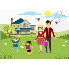 一家四口矢量扁平素材