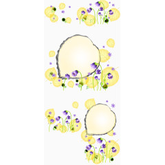 黄色树叶紫色花矢量花纹装饰素材