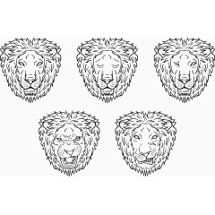 矢量黑白铅笔画狮子头像