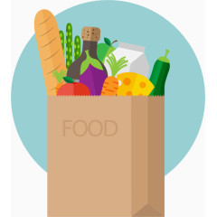 装满食物的纸袋矢量素材