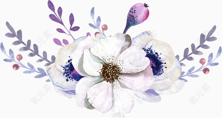 清新淡雅水彩花朵图案