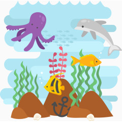 矢量手绘海底世界