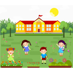 背景丰富多彩的小学