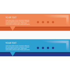 矢量手绘一个橘色和一个蓝色的对话框横幅