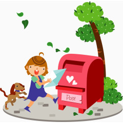 寄信件的卡通女孩