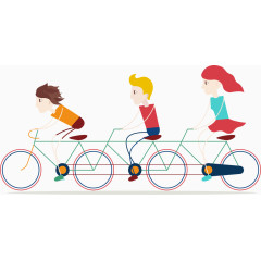 矢量三人骑自行车