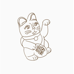 绘线描招财猫png素材