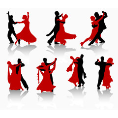 交谊舞动作人物剪影矢量素材
