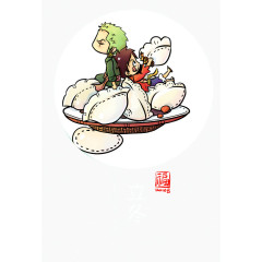 手绘立冬节吃饺子