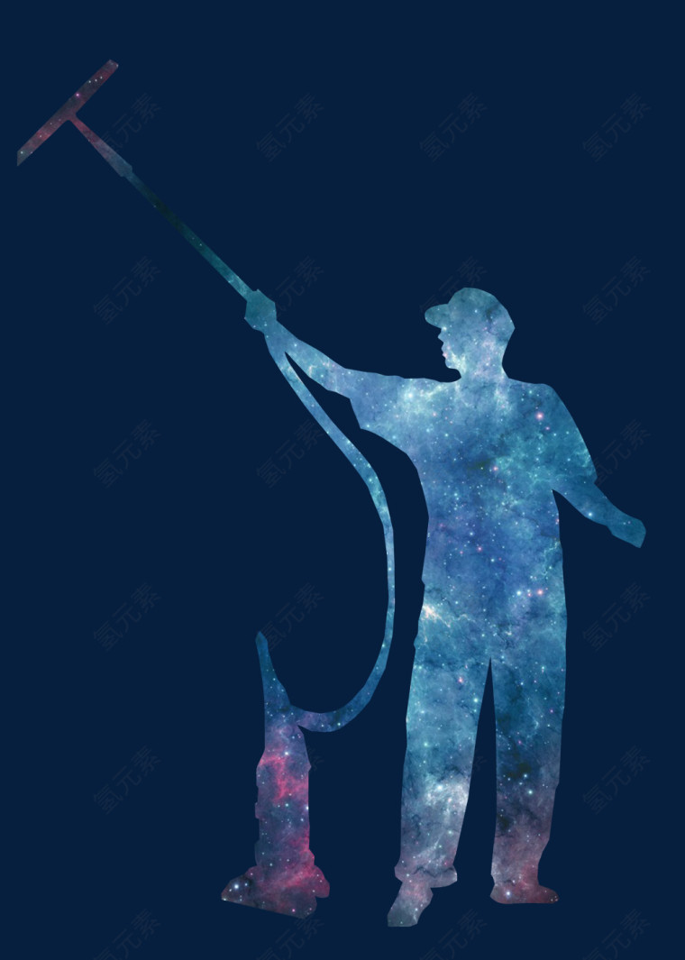 带帽子的男人擦玻璃矢量素材剪影