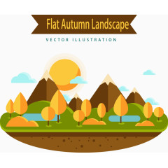 扁平的秋季景观