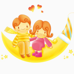 在月亮上约会的情侣