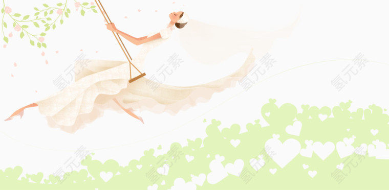 矢量荡秋千的美女