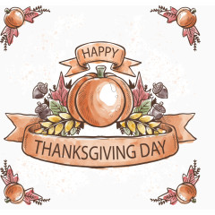 手绘矢量南瓜丝带