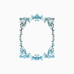 蓝色花纹装饰边框