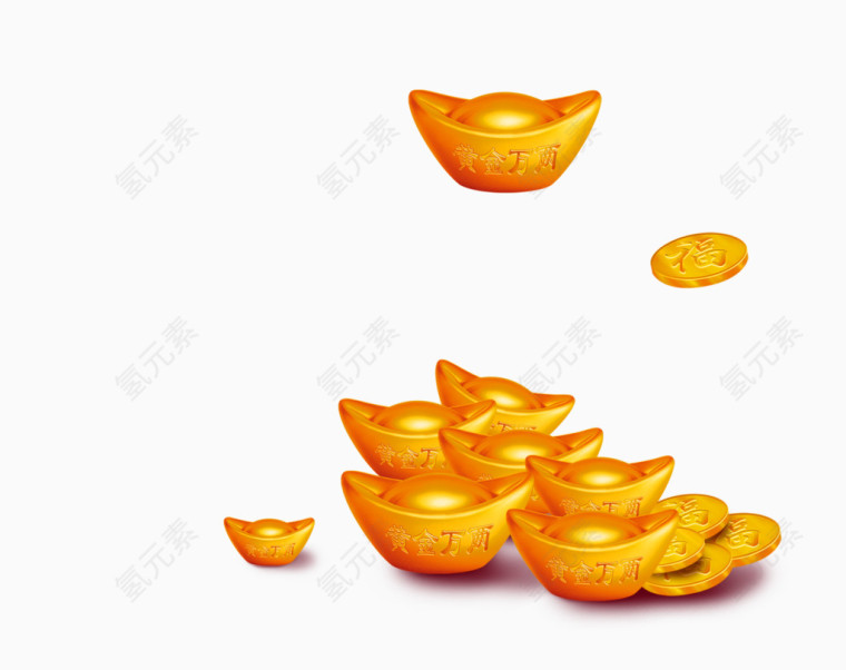 金色大气元宝装饰图案