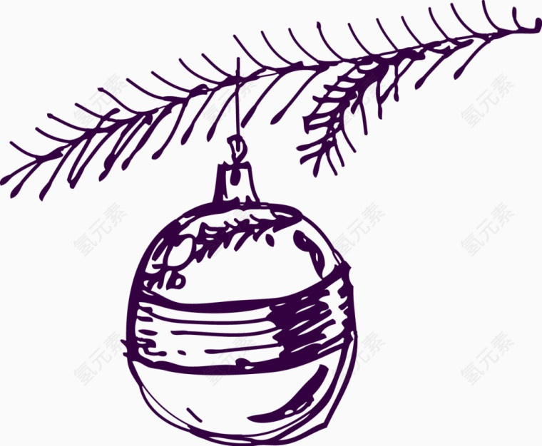 手绘松树礼球图案