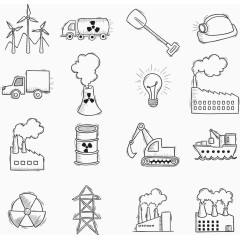 矢量手绘污染排放简笔画