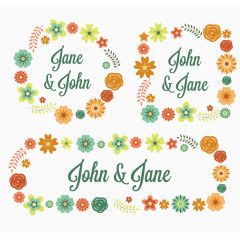 婚礼新人装饰花环矢量素材