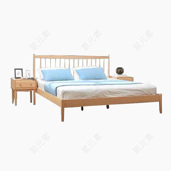 整洁双人床设计元素