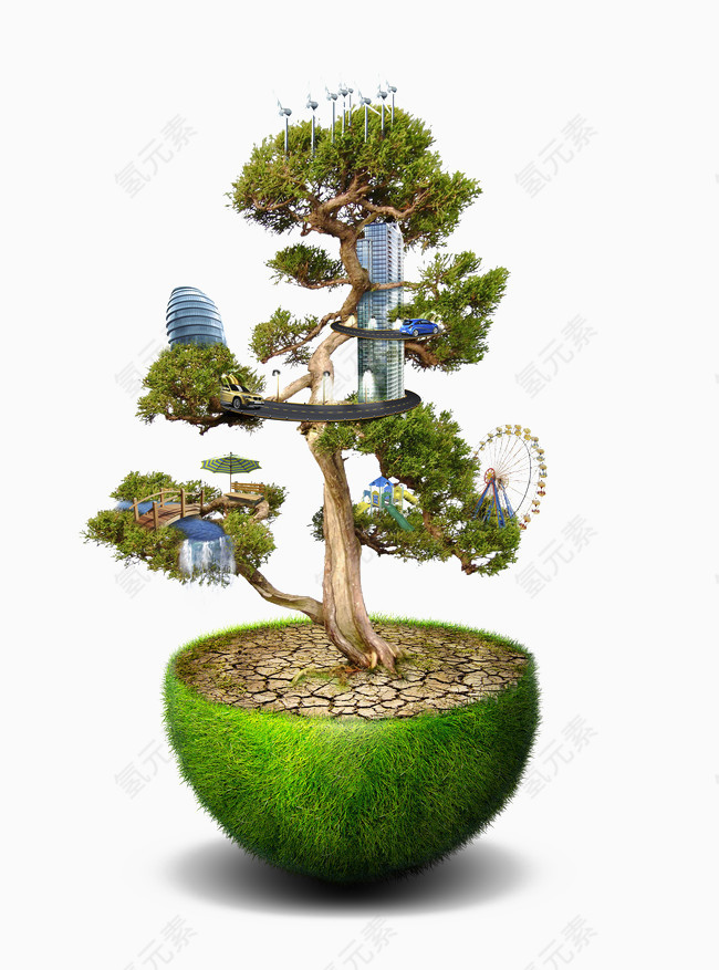 悬浮岛绿色生态
