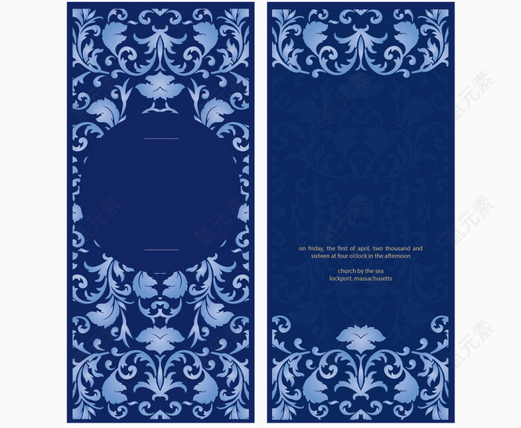 矢量深蓝色请柬
