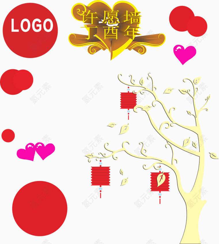 2017丁酉鸡年许愿墙免费素材