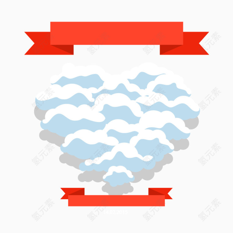 云朵 矢量图 红色彩带 文字背景