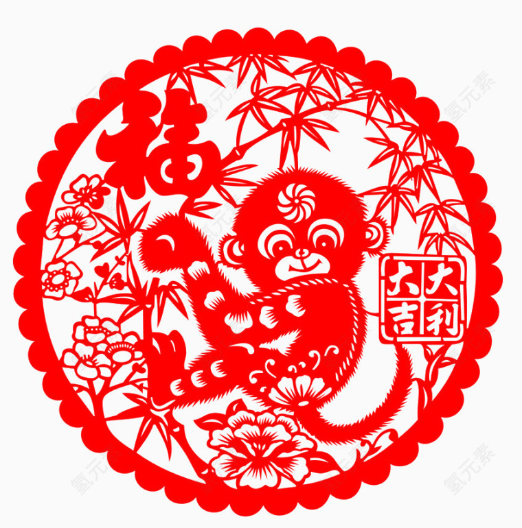 猴年剪纸