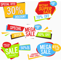 矢量彩色折扣吊牌标签