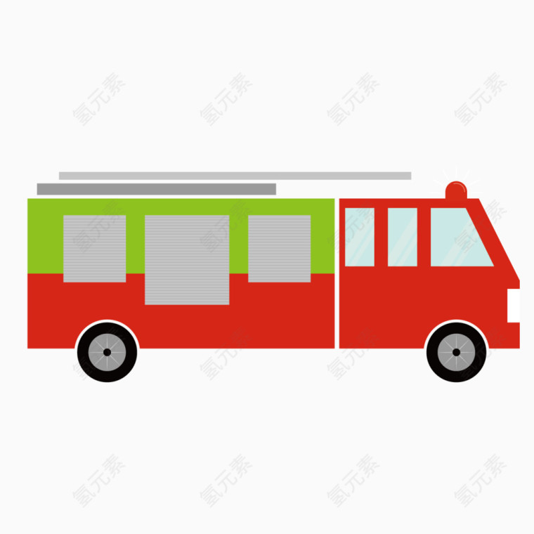 矢量卡通消防车扁平卡车