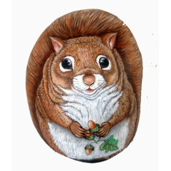 创意松鼠石头画