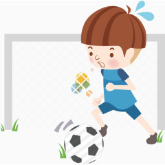 踢足球的卡通男孩