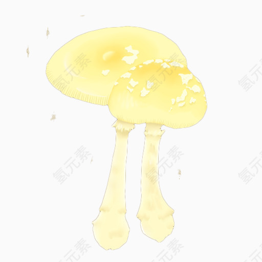 手绘奶黄色蘑菇