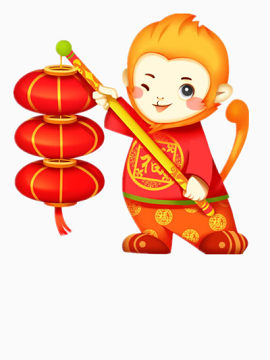 提灯笼的小猴子