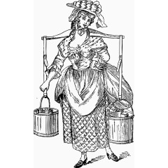 矢量挑水的美女