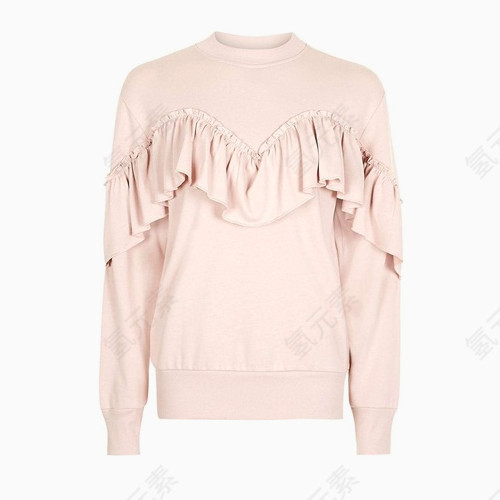 TOPSHOP粉色花边装饰女士卫衣