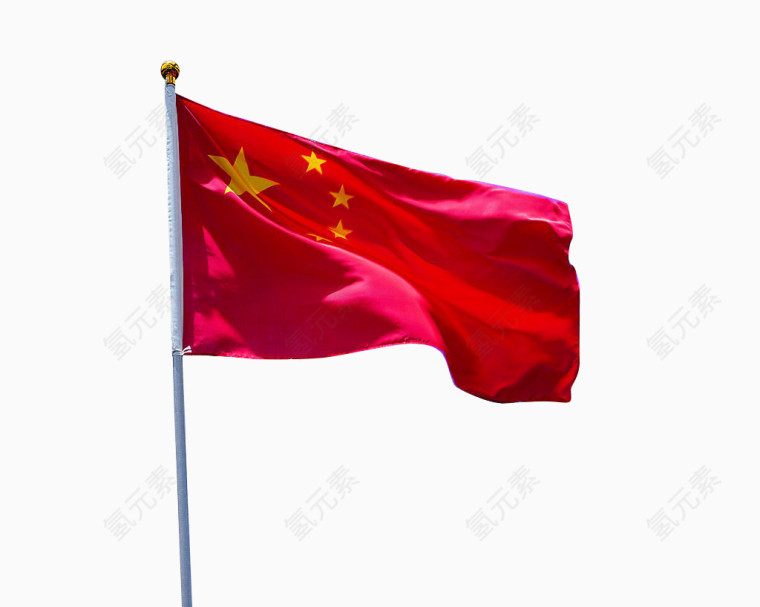 红色五星红旗飘扬