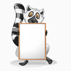 卡通举白板黄鼠狼矢量图