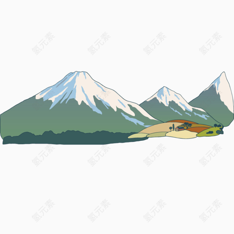 扁平高山矢量风景图片