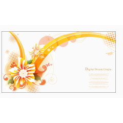 矢量橙色鲜花邀请函素材