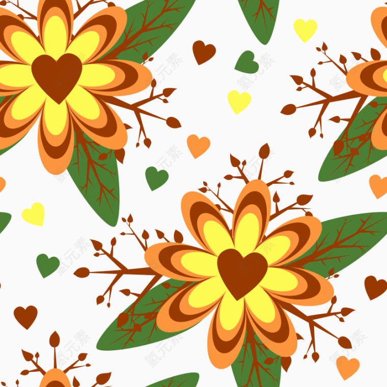 装饰复古花素材矢量