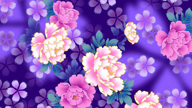 日式紫色花纹