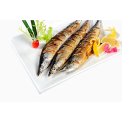 烧烤秋刀鱼素材