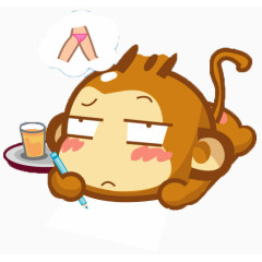 手绘思考的猴子