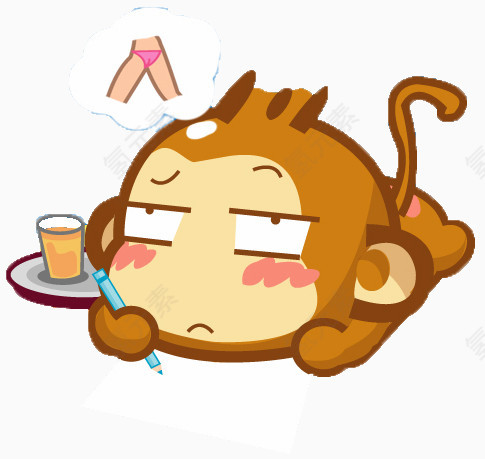 手绘思考的猴子